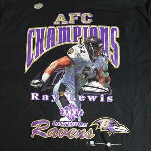 Vintage Baltimore Ravens Shirt Large Black Ray Lewis AFC Champions 2001 NEW